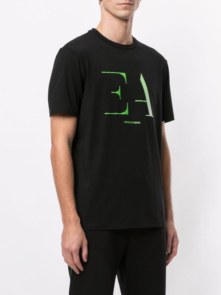 Camiseta Armani Emporio Logo Print Hombre Negras Verde | U6PQBLWS