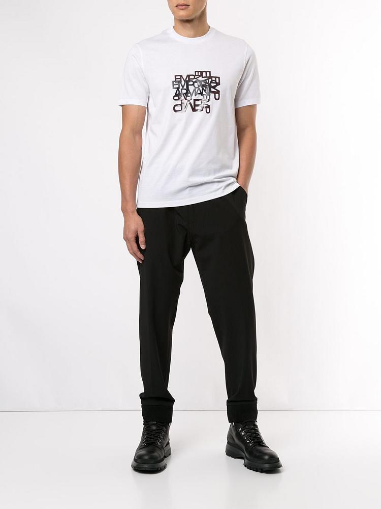 Camiseta Armani Emporio Logo Print Hombre Blancas | WJTQIB8N