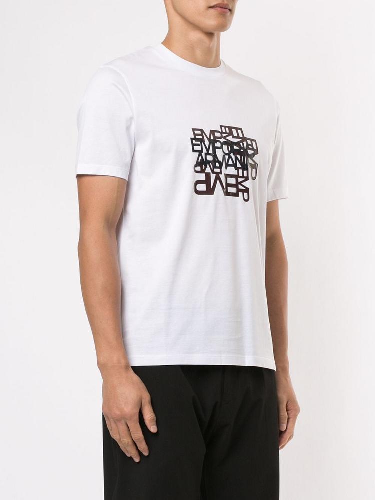 Camiseta Armani Emporio Logo Print Hombre Blancas | WJTQIB8N