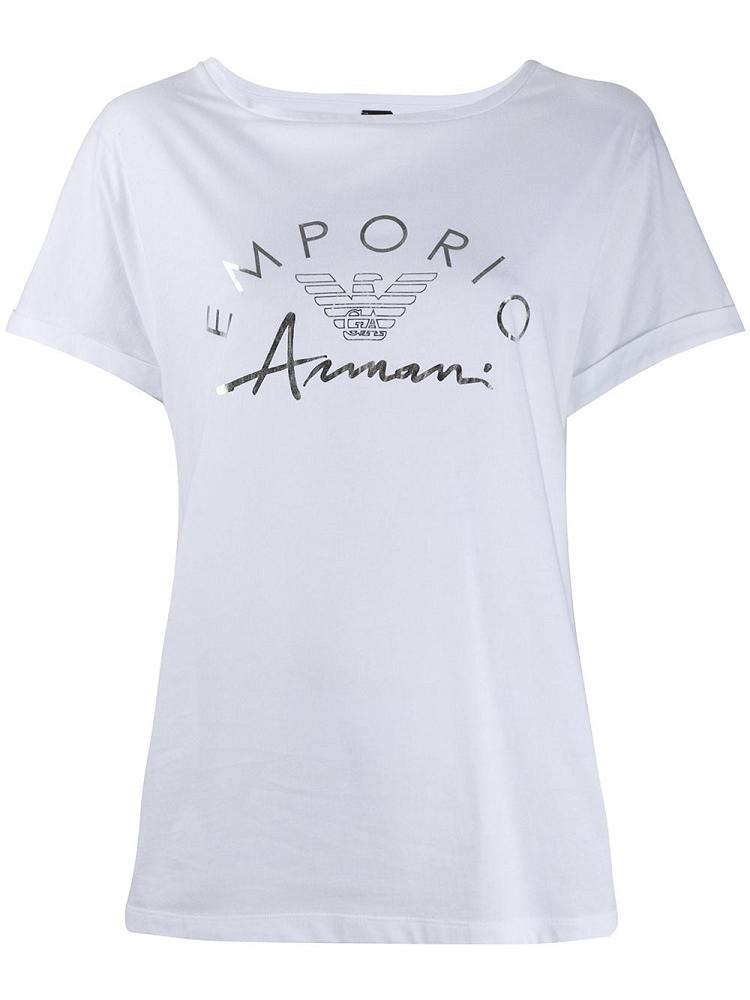 Camiseta Armani Emporio Logo Print Crew Neck Mujer Blancas | WMYK13O0