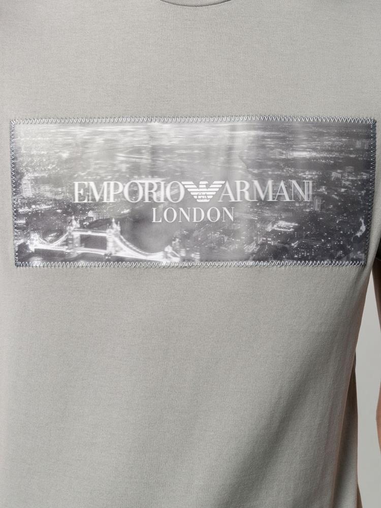 Camiseta Armani Emporio Logo Print Hombre Gris | ZVZX9UTI