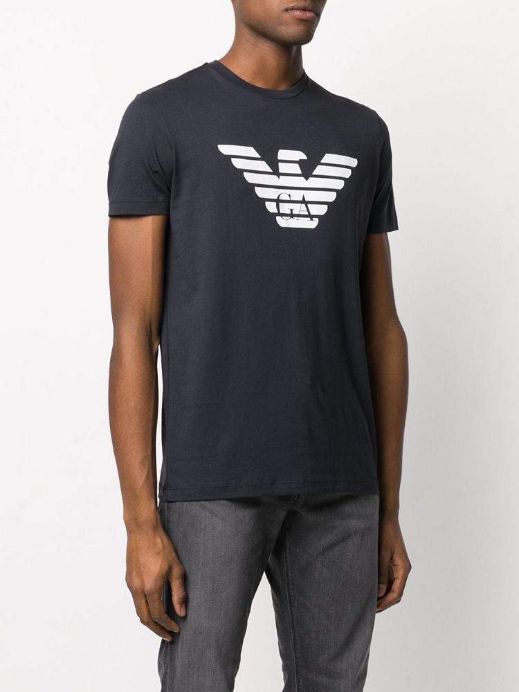 Camiseta Armani Emporio Logo Stamp Hombre Azules | AVSWGRTB