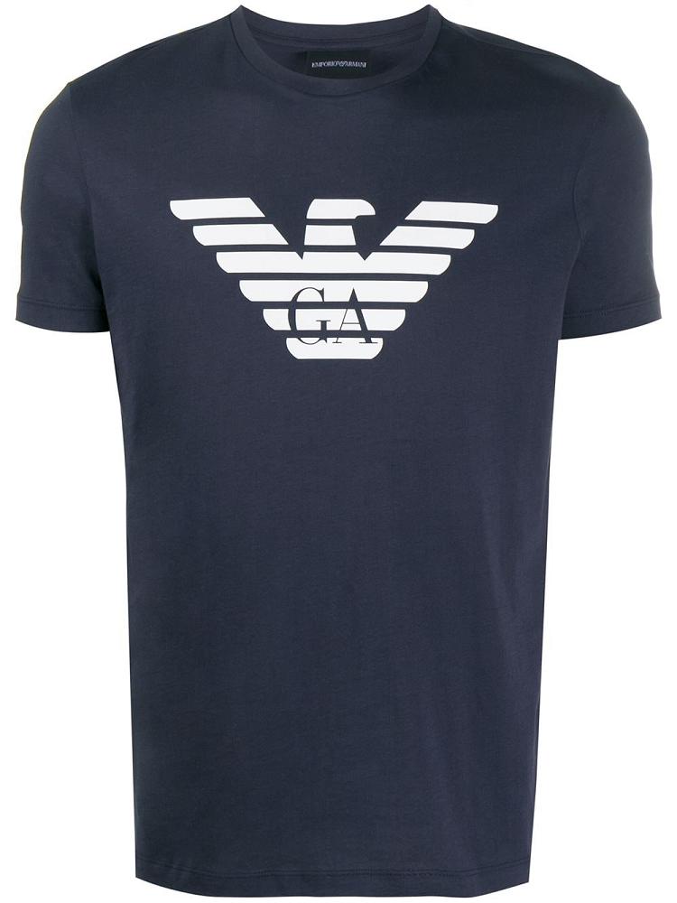 Camiseta Armani Emporio Logo Stamp Hombre Azules | AVSWGRTB