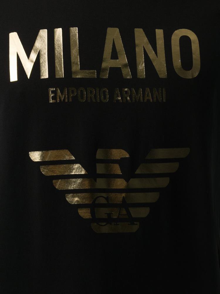 Camiseta Armani Emporio Metallic Logo Print Hombre Negras | 5OTHFV3T