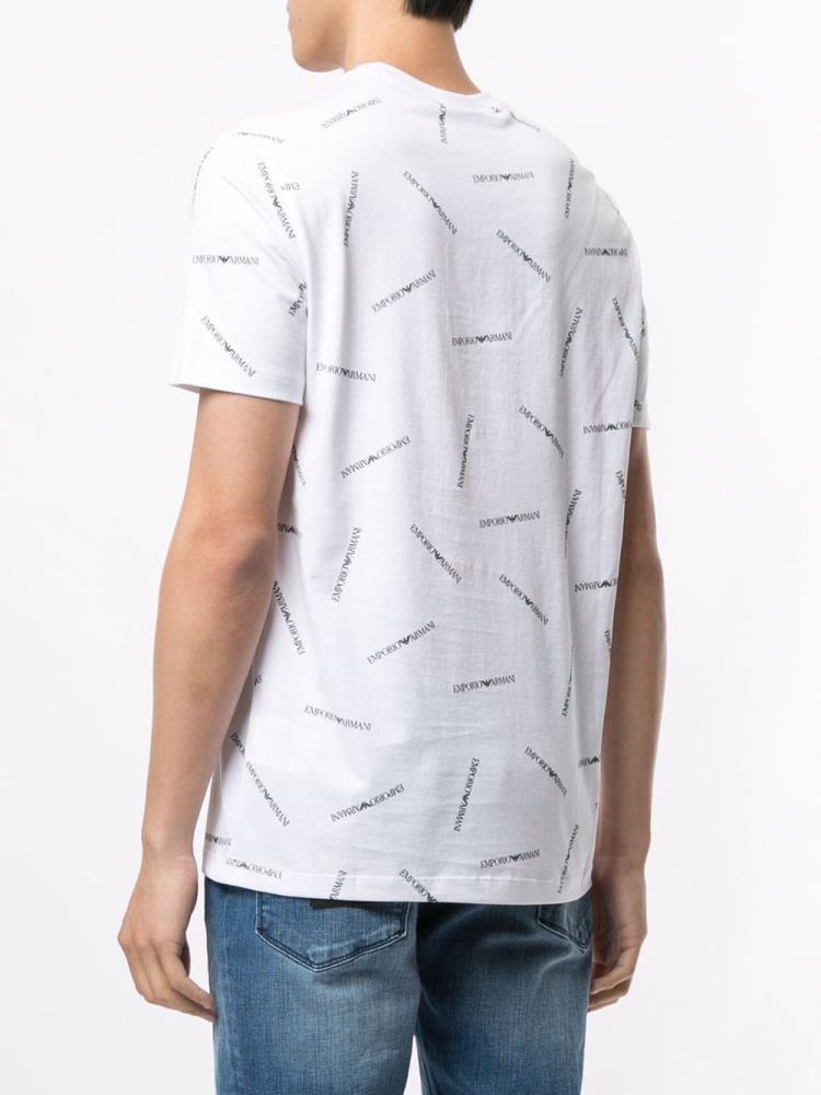 Camiseta Armani Emporio Multiple Logo Print Hombre Blancas | P4Z03EDL