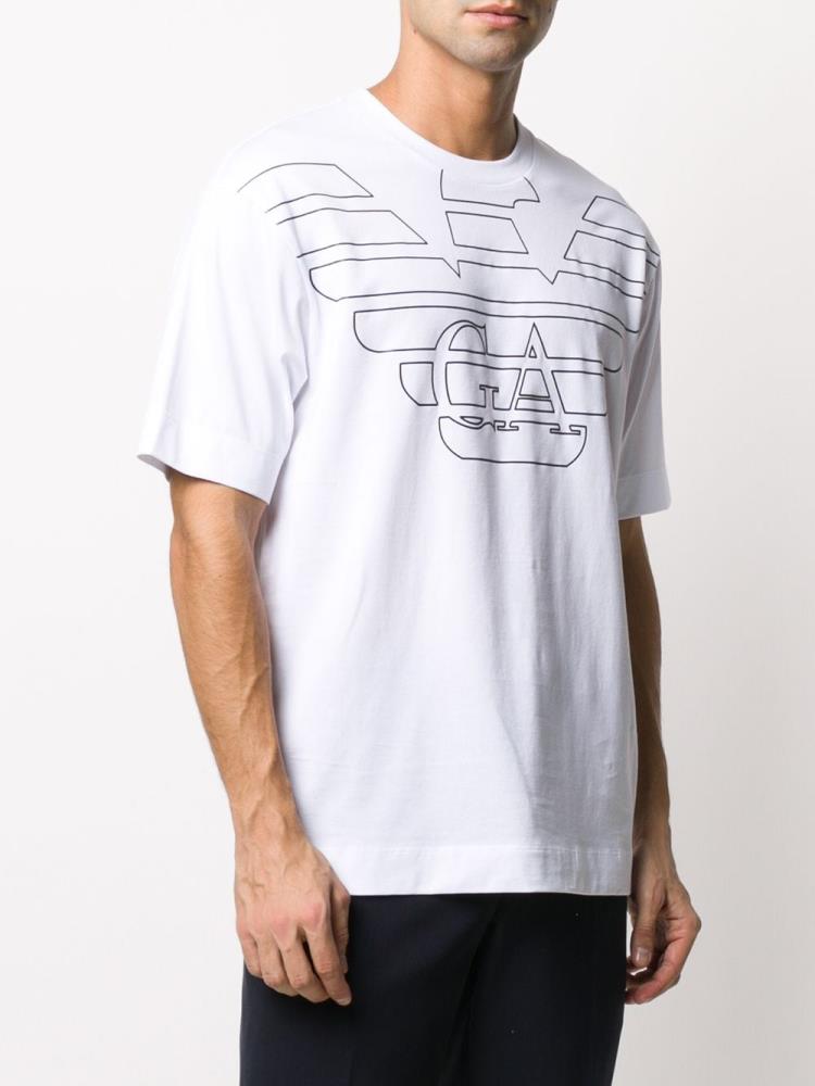 Camiseta Armani Emporio Oversized Logo Print Hombre Blancas | SZXLTVCX