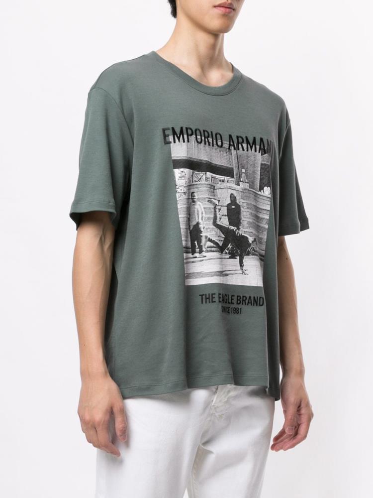 Camiseta Armani Emporio Photo Print Hombre Verde | AIVRP321