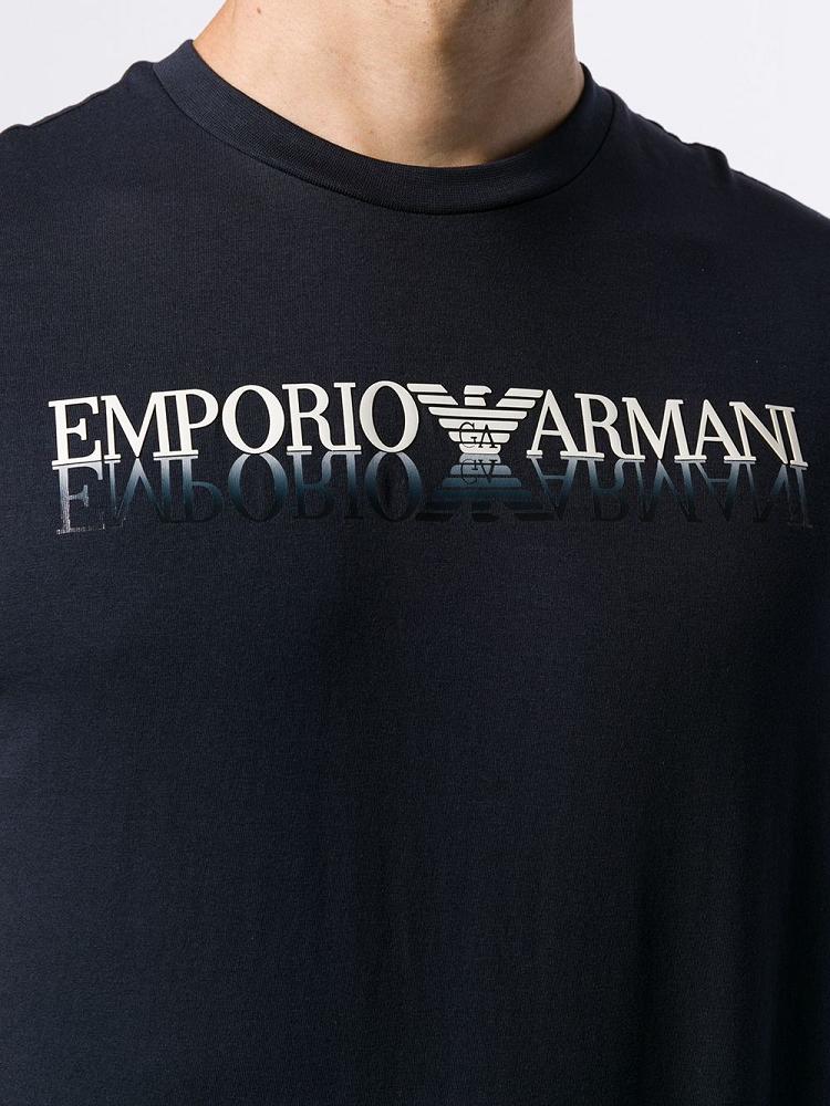 Camiseta Armani Emporio Printed Logo Hombre Azules | DHE5V8QH