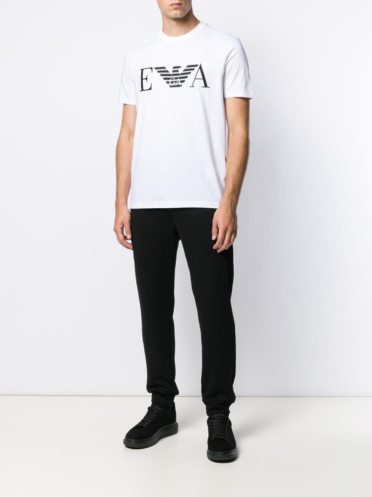 Camiseta Armani Emporio Printed Logo Hombre Blancas | QBW5ZJ1U