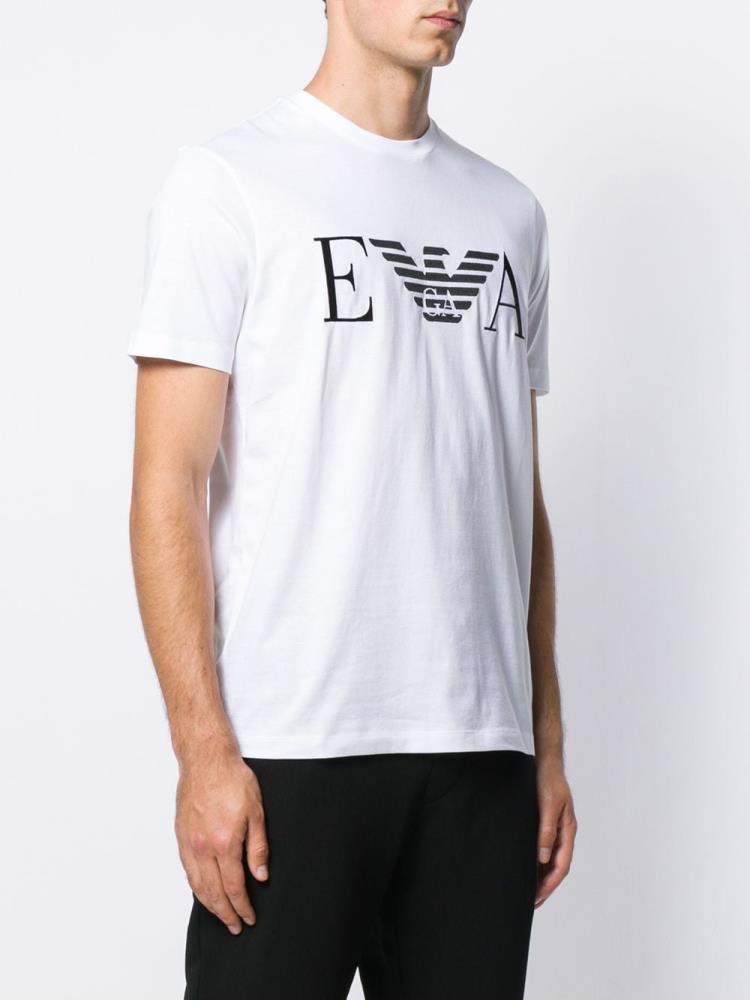 Camiseta Armani Emporio Printed Logo Hombre Blancas | QBW5ZJ1U