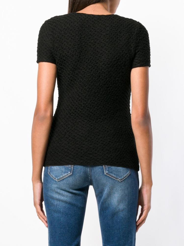 Camiseta Armani Emporio Ribbed Stretch Mujer Negras | 8IX81CLJ