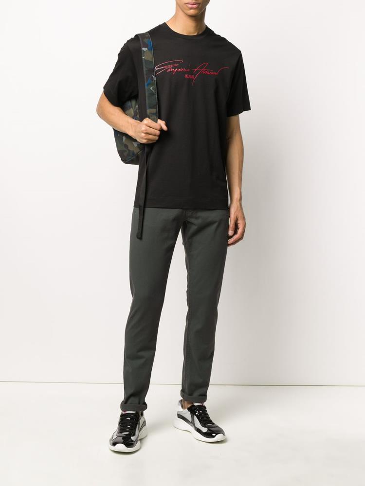 Camiseta Armani Emporio Signature Logo Print Hombre Negras | LI8HQWVT