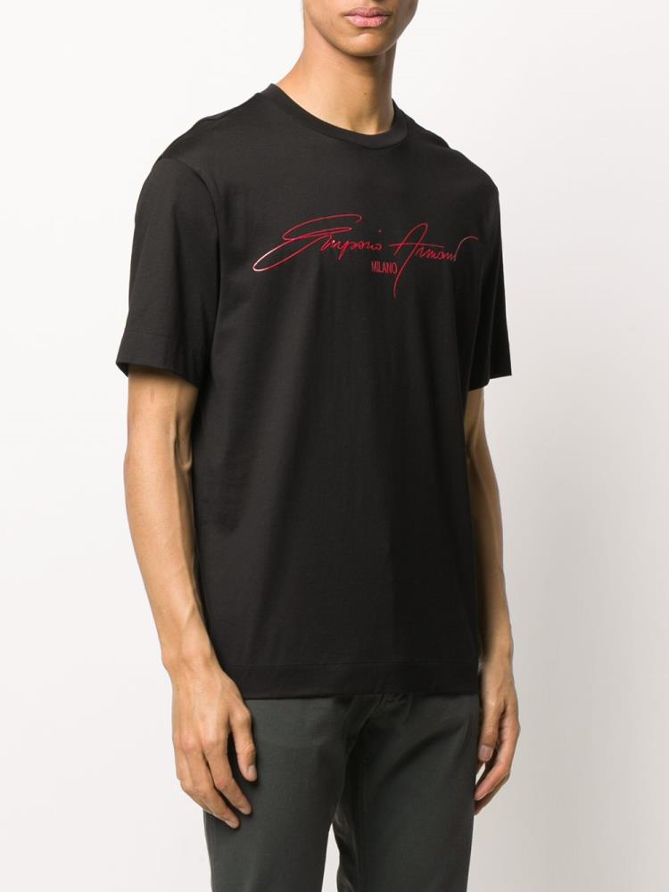 Camiseta Armani Emporio Signature Logo Print Hombre Negras | LI8HQWVT