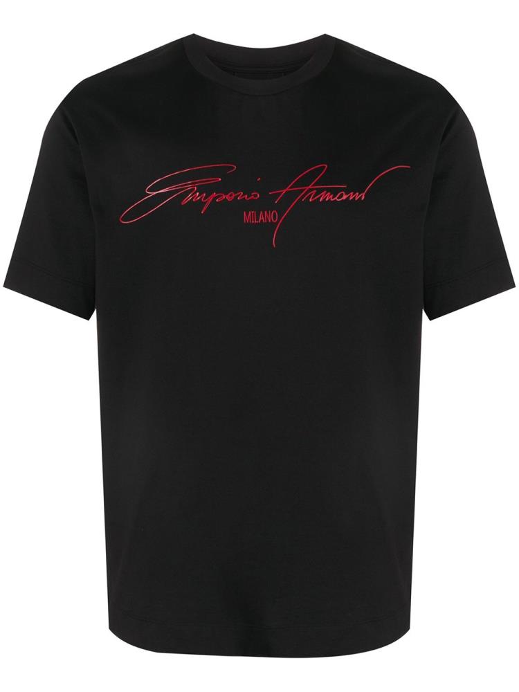 Camiseta Armani Emporio Signature Logo Print Hombre Negras | LI8HQWVT