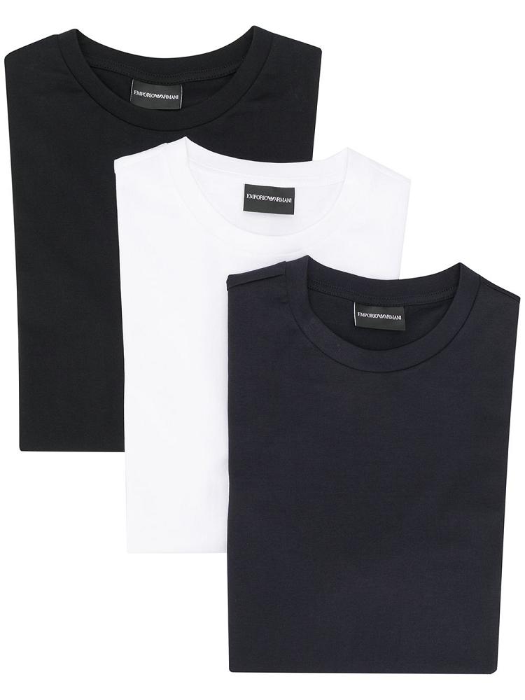 Camiseta Armani Emporio Solid Color 3 Pack Hombre Azules Blancas | KGOJZJFE