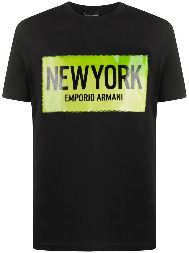 Camiseta Armani Emporio Stitched Logo Hombre Negras | URFJOQ4A