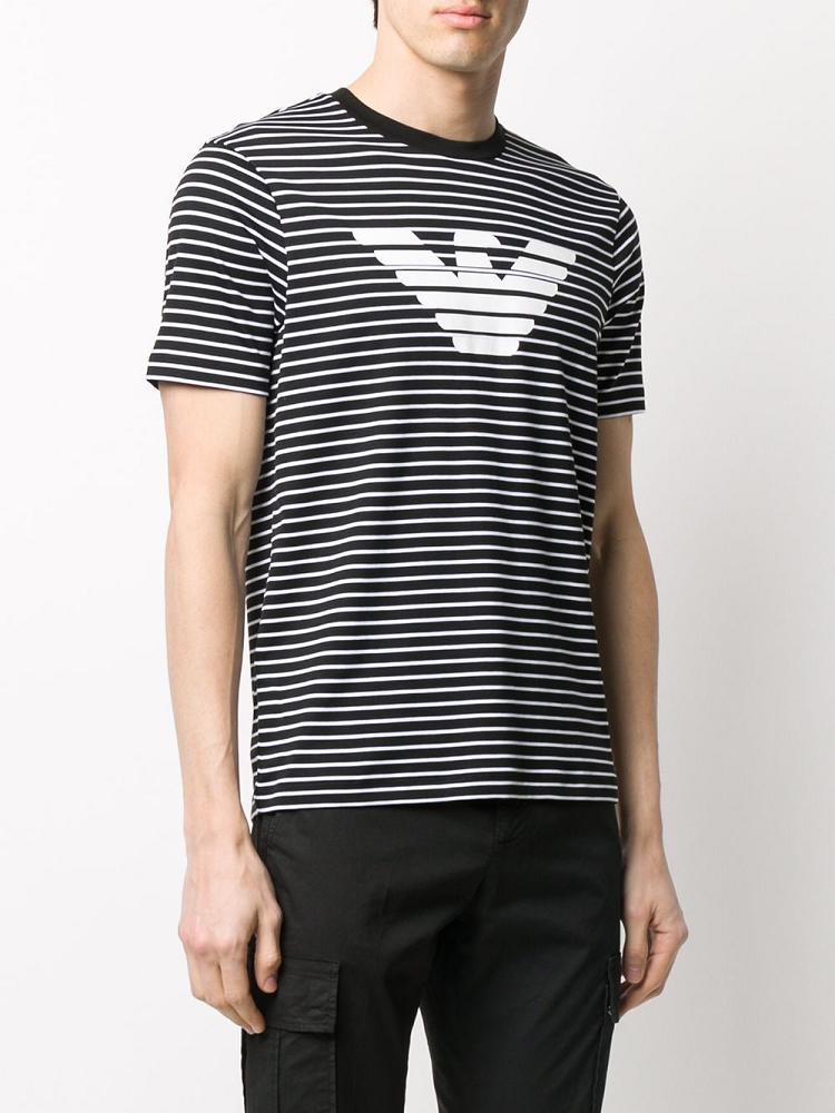 Camiseta Armani Emporio Striped Logo Print Hombre Negras | NXZM4L2U