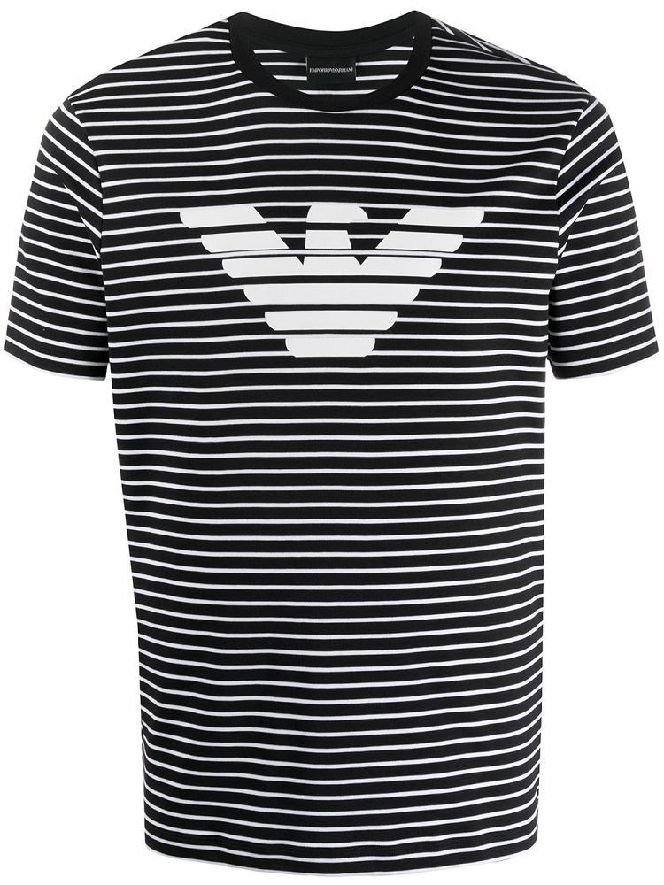 Camiseta Armani Emporio Striped Logo Print Hombre Negras | NXZM4L2U