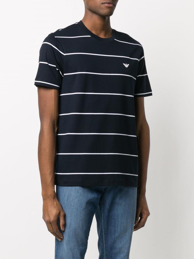 Camiseta Armani Emporio Striped Print Hombre Azules | TI9Z7X8J