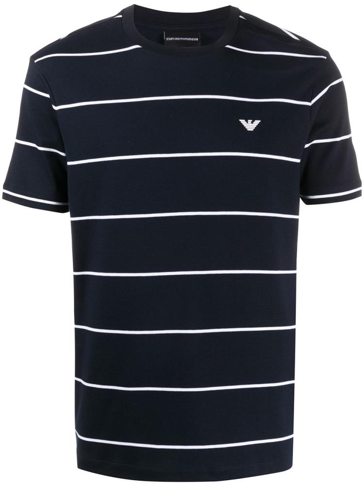 Camiseta Armani Emporio Striped Print Hombre Azules | TI9Z7X8J