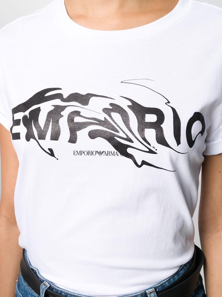 Camiseta Armani Emporio Swirling Logo Mujer Blancas | 33VN7HT9