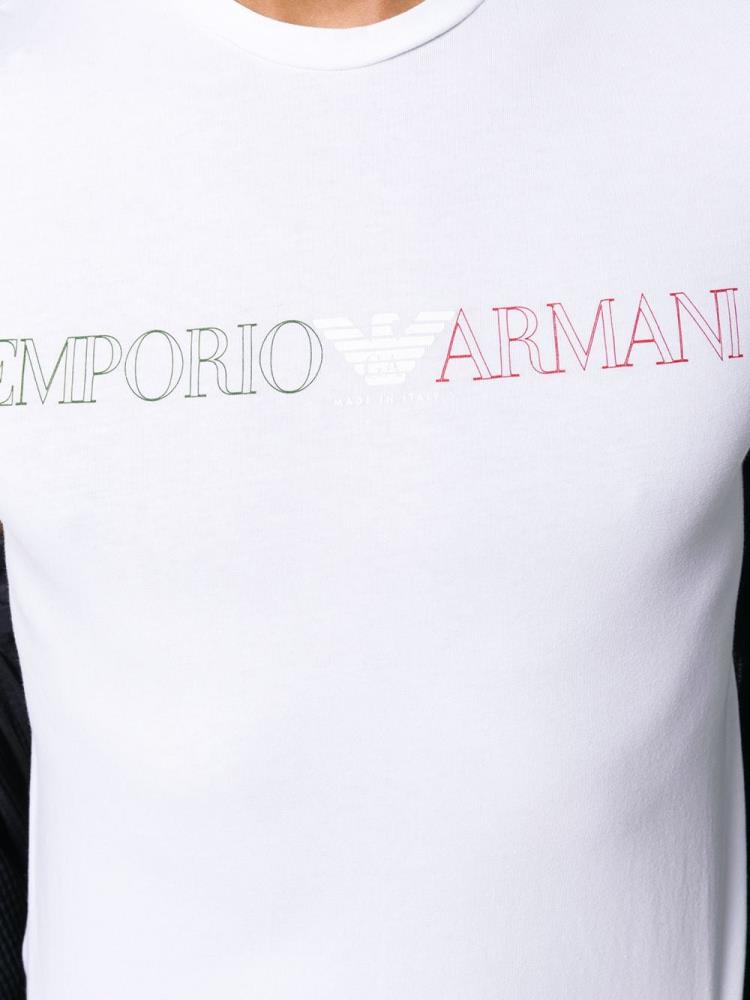 Camiseta Armani Emporio Three Colour Logo Hombre Blancas | ZOM2KG38