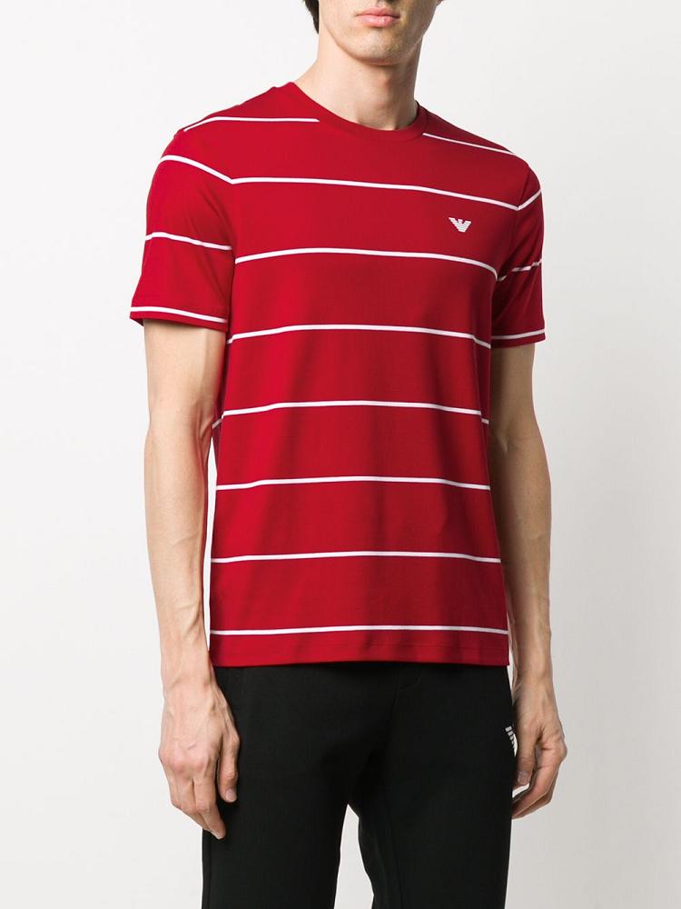 Camiseta Armani Emporio Woven Stripe Hombre Rojas | NKWHUBFY