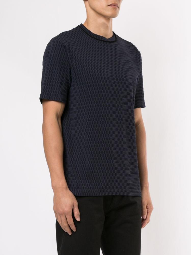 Camiseta Giorgio Armani Basic Textured Hombre Azules | K7ZFEPH0