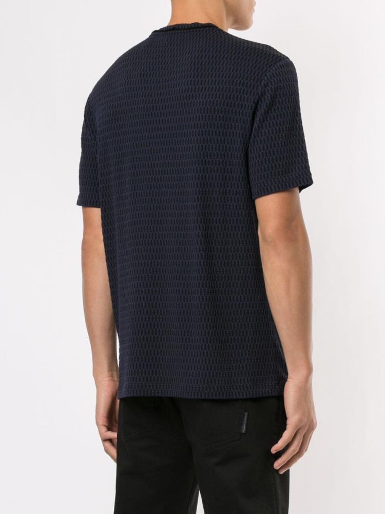 Camiseta Giorgio Armani Basic Textured Hombre Azules | K7ZFEPH0