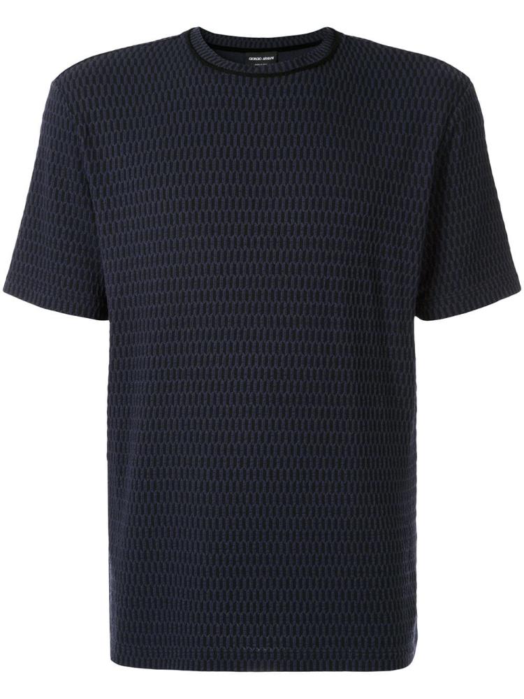 Camiseta Giorgio Armani Basic Textured Hombre Azules | K7ZFEPH0