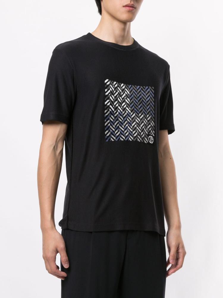 Camiseta Giorgio Armani Chevron Logo Hombre Negras | C44WCUKG