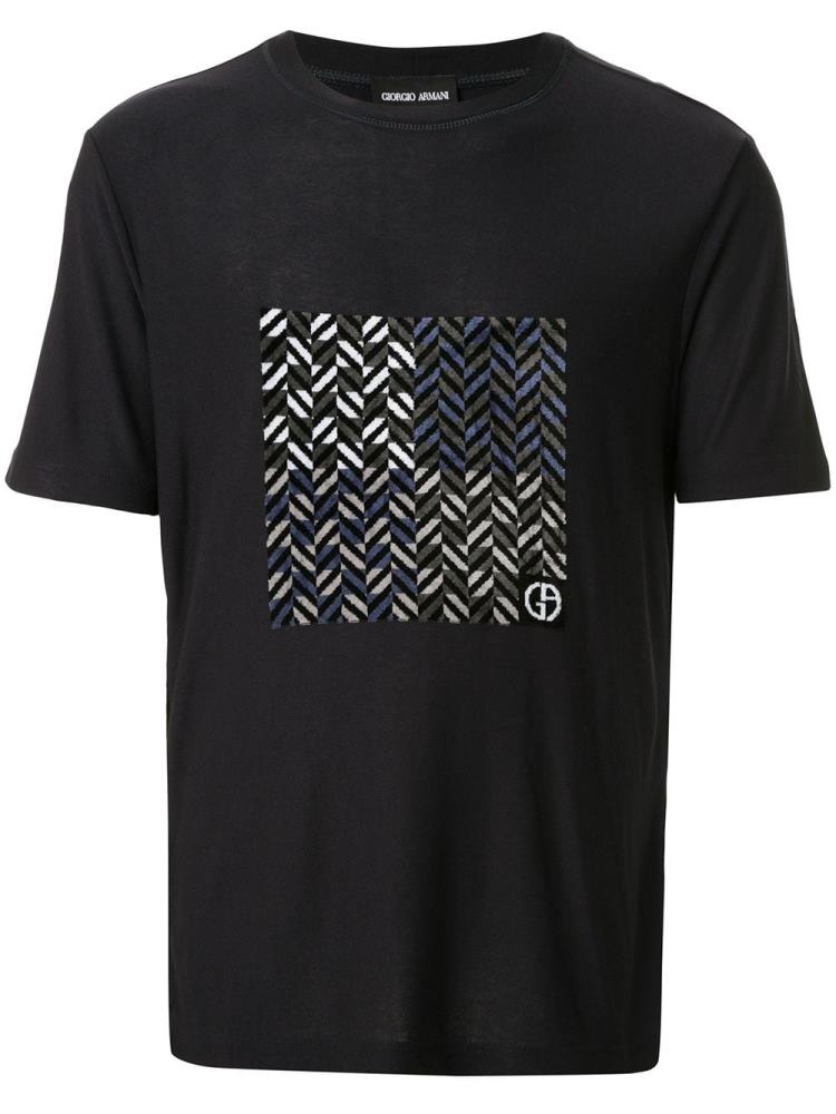 Camiseta Giorgio Armani Chevron Logo Hombre Negras | C44WCUKG