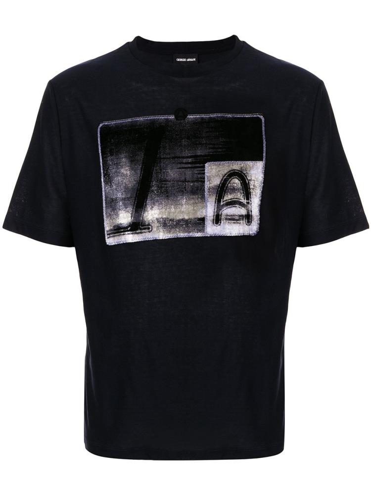 Camiseta Giorgio Armani Contrast Print Hombre Azules | FA90DEKA