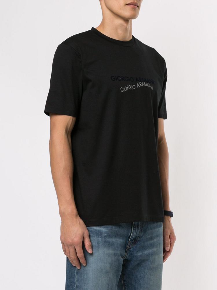 Camiseta Giorgio Armani Contrast Logo Hombre Negras | ODHPAQFZ