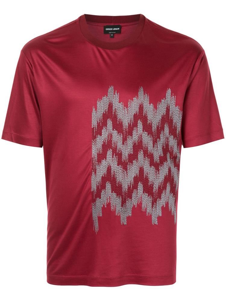 Camiseta Giorgio Armani Jacquard Detail Hombre Rojas | N178RCZM