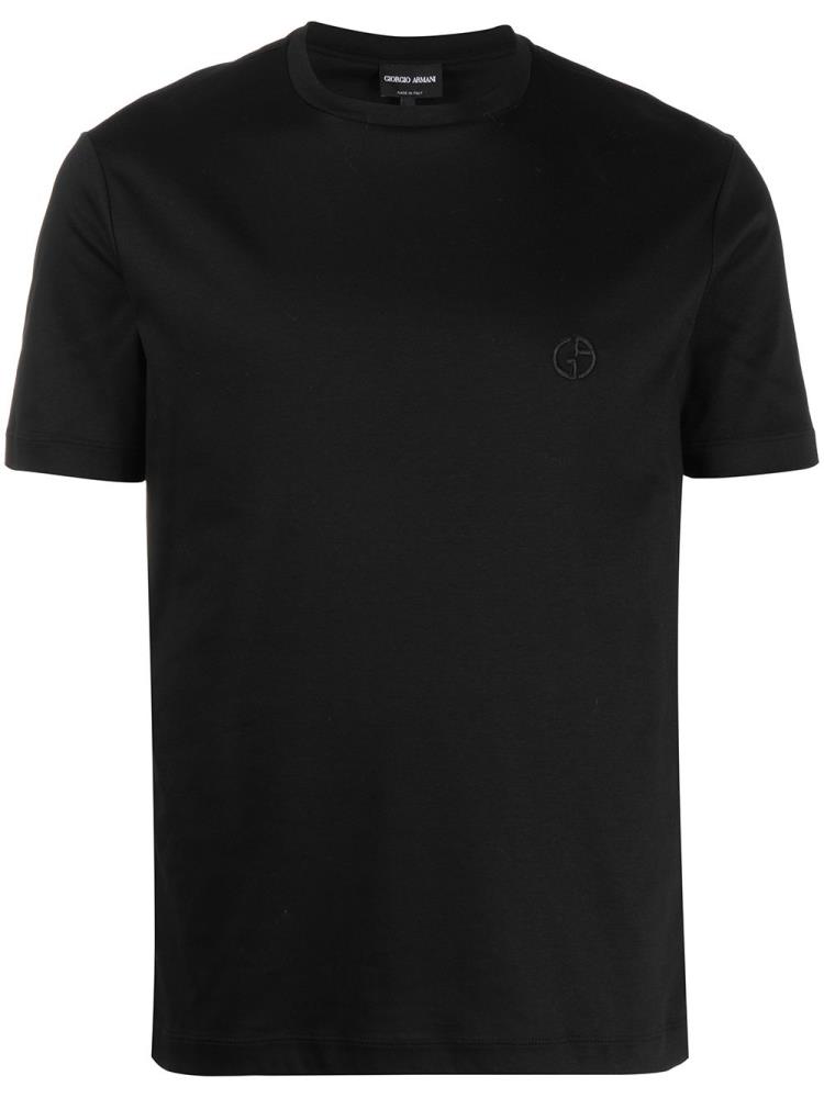 Camiseta Giorgio Armani Logo Embroidered Hombre Negras | PXQBATXI