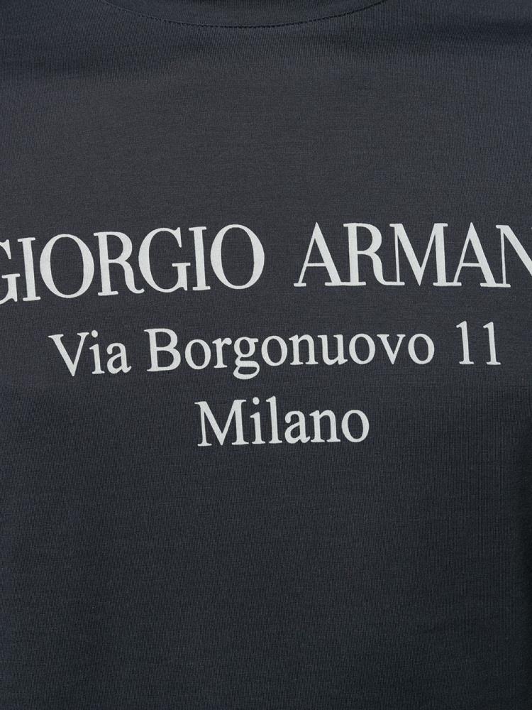 Camiseta Giorgio Armani Logo Print Hombre Azules | GL480KMH