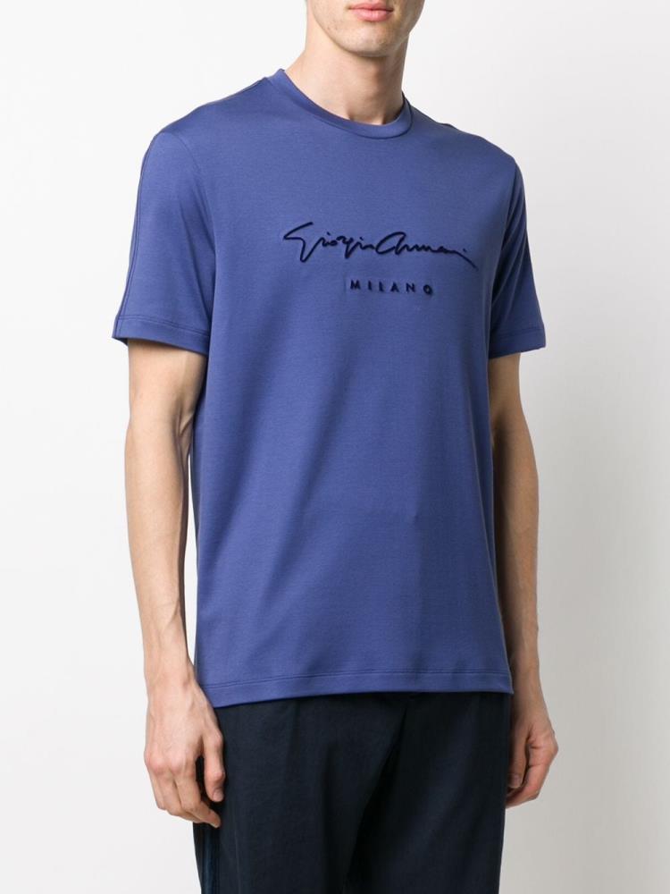 Camiseta Giorgio Armani Logo Print Hombre Moradas | S9FOANMO