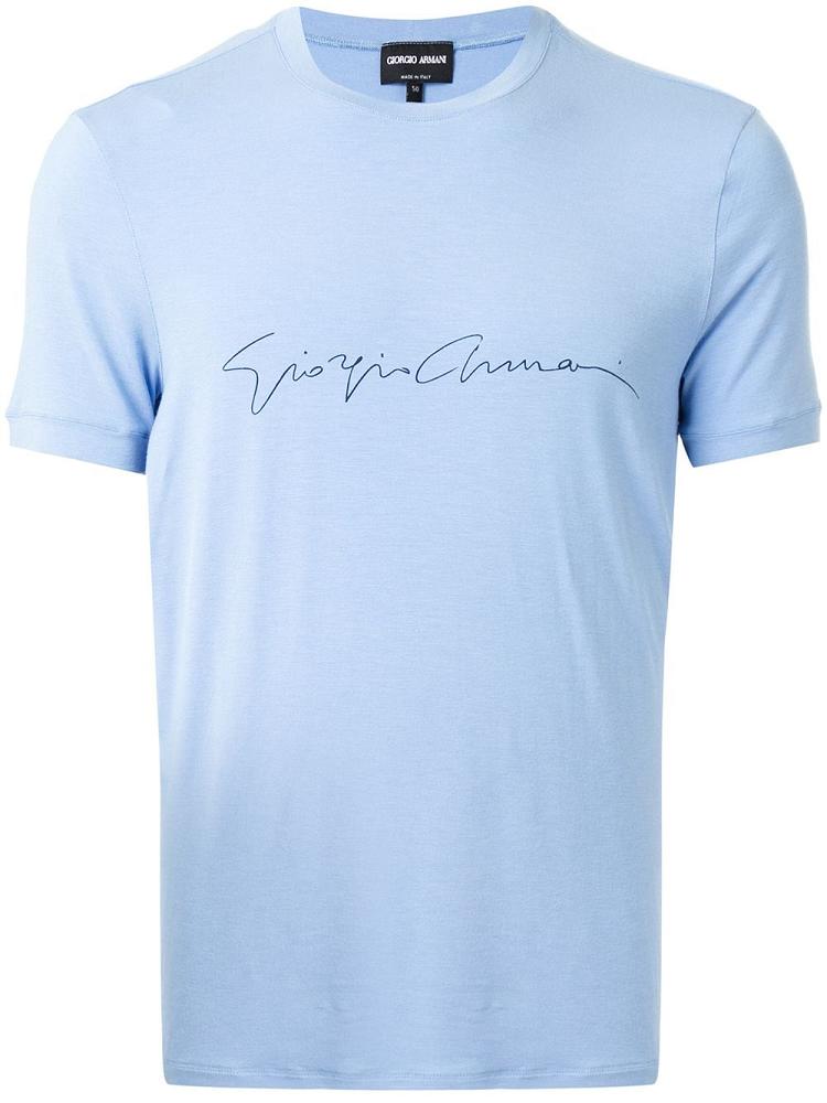 Camiseta Giorgio Armani Print Hombre Azules | OR0AOM9O