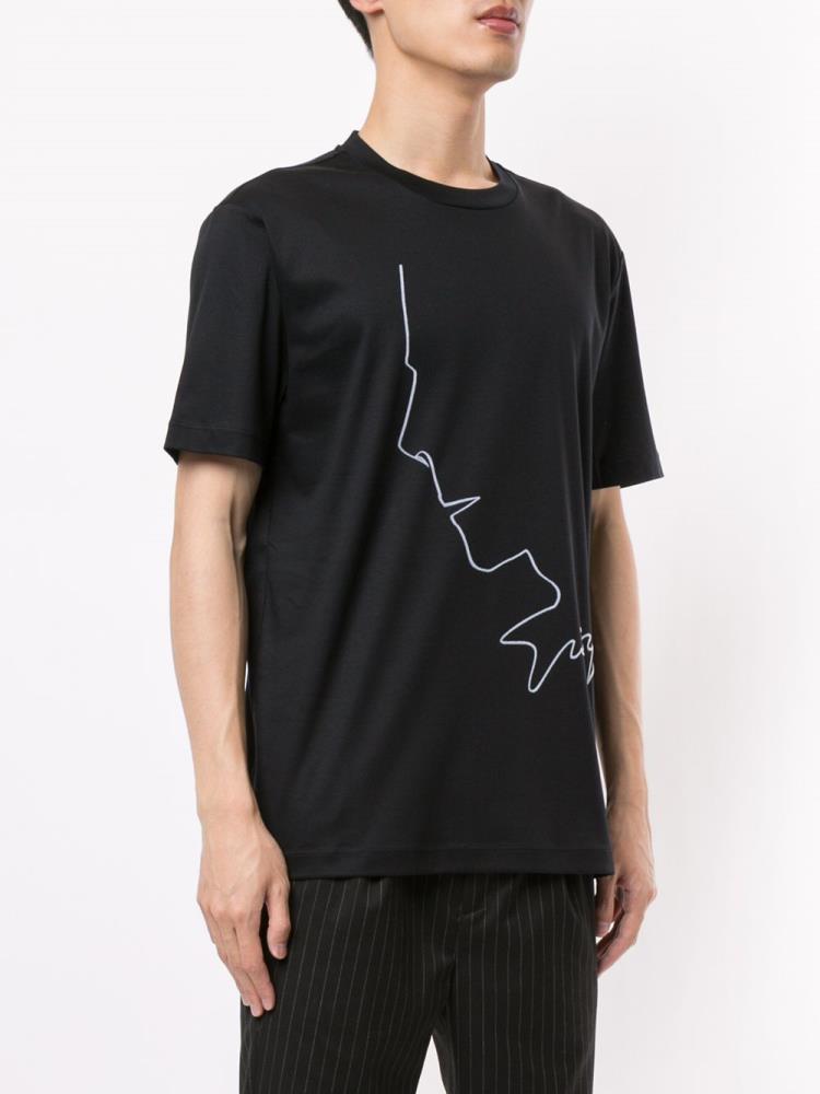 Camiseta Giorgio Armani Profile Sketch Print Hombre Negras | DZ1TV3KS