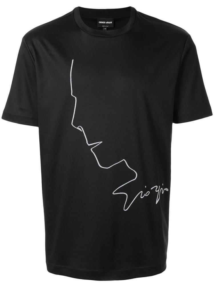 Camiseta Giorgio Armani Profile Sketch Print Hombre Negras | DZ1TV3KS