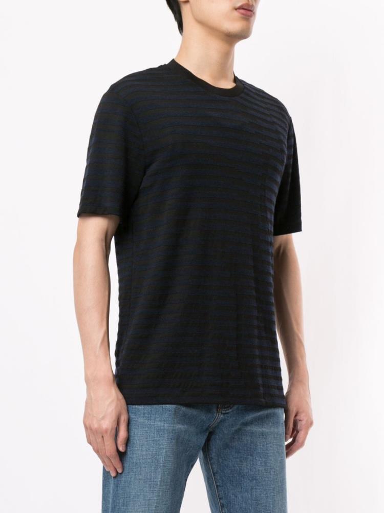 Camiseta Giorgio Armani Striped Round Neck Hombre Azules Negras | SIJTYJF3