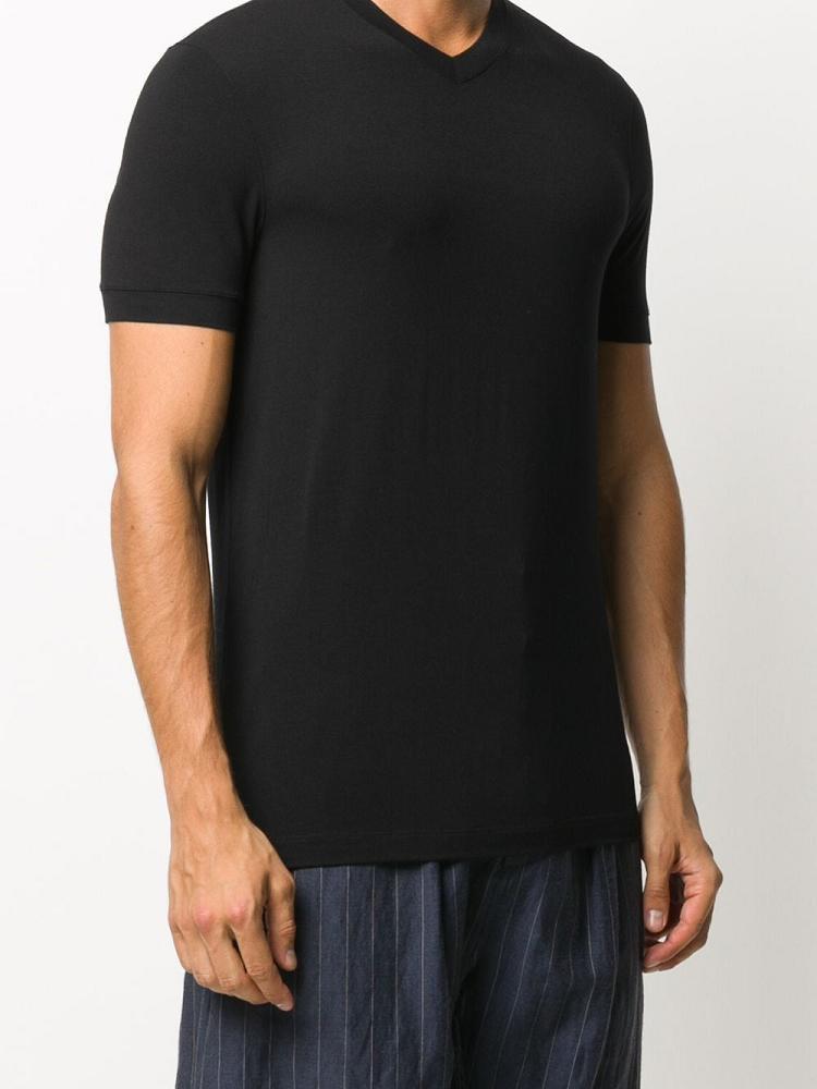 Camiseta Giorgio Armani V Neck Hombre Negras | RJTHESL3