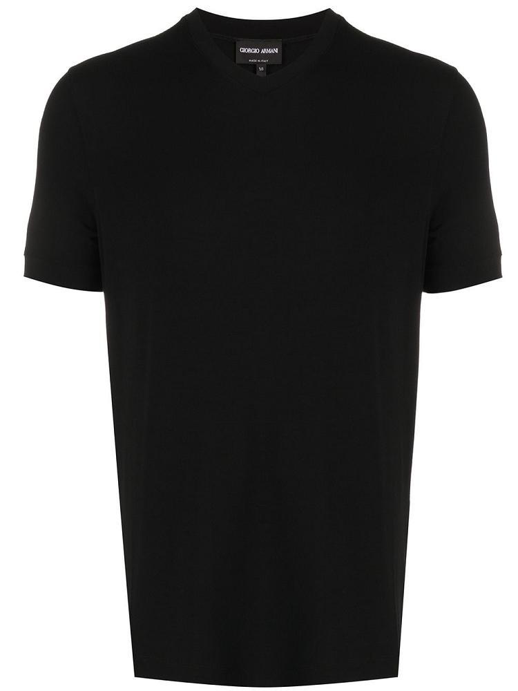 Camiseta Giorgio Armani V Neck Hombre Negras | RJTHESL3