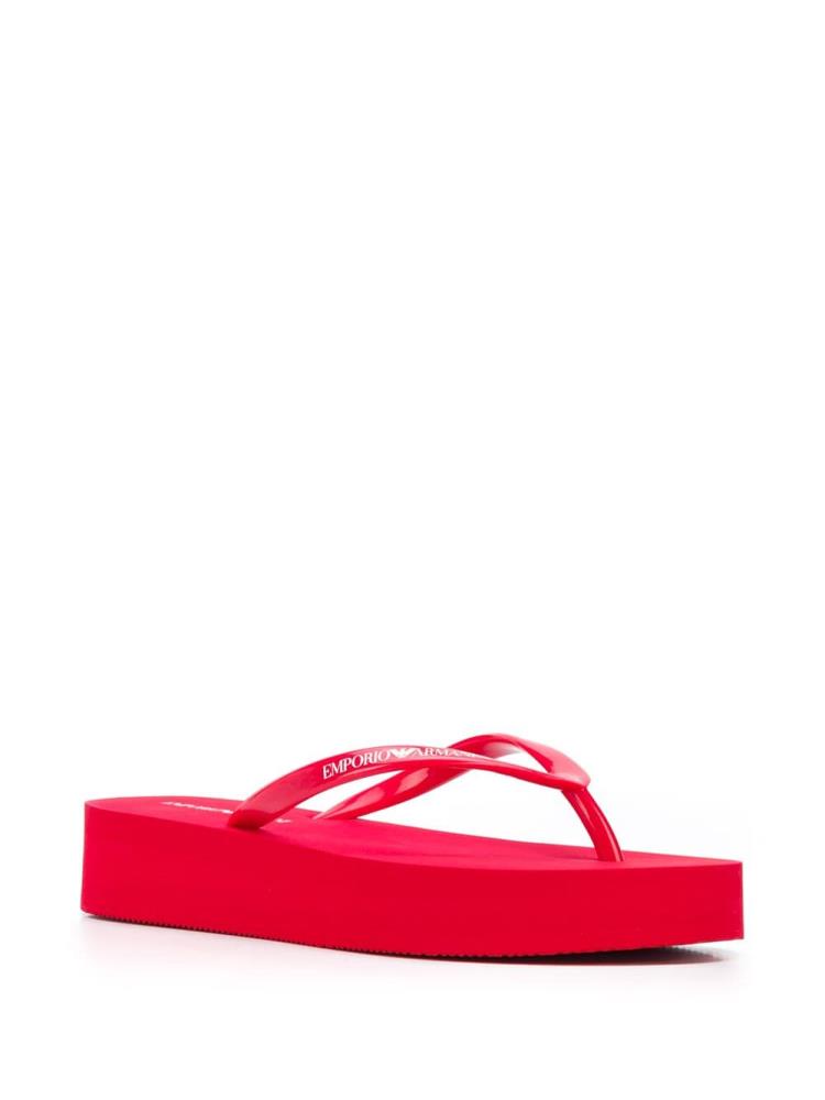 Chanclas Armani Emporio Logo Print Plataforma Mujer Rojas | BWAZJE4E