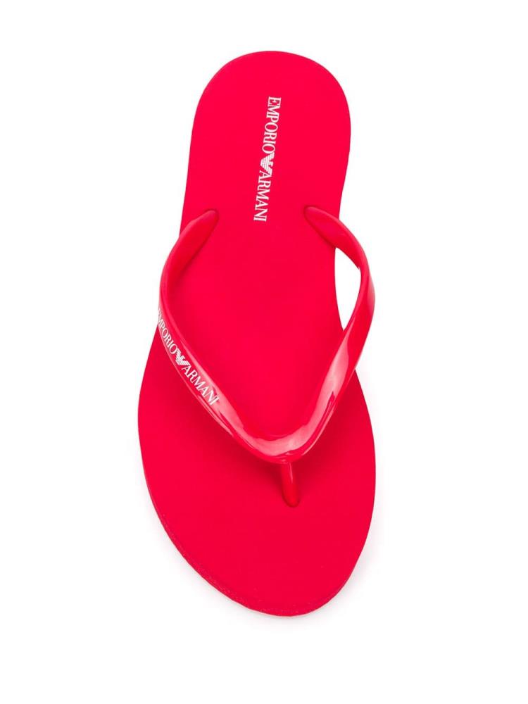 Chanclas Armani Emporio Logo Print Plataforma Mujer Rojas | BWAZJE4E