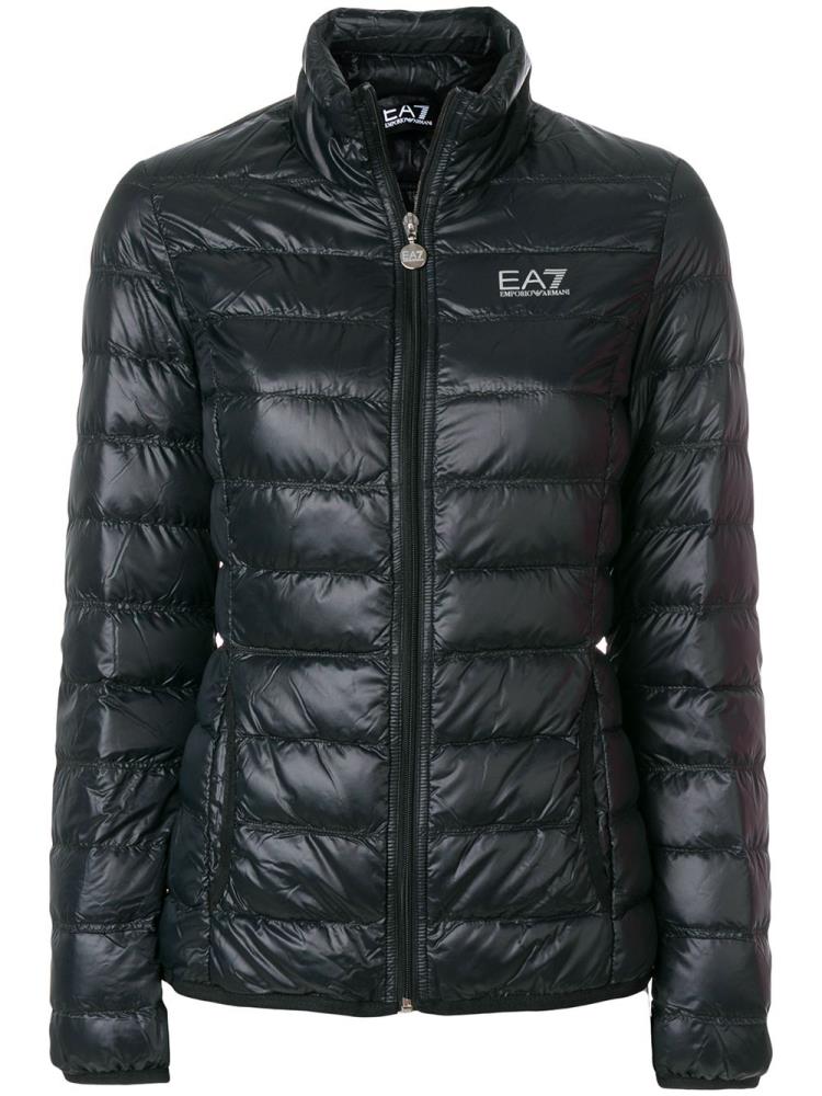 Chaquetas Ea7 Emporio Armani Logo Print Puffer Jacket Mujer Negras | OYRMBJ7S