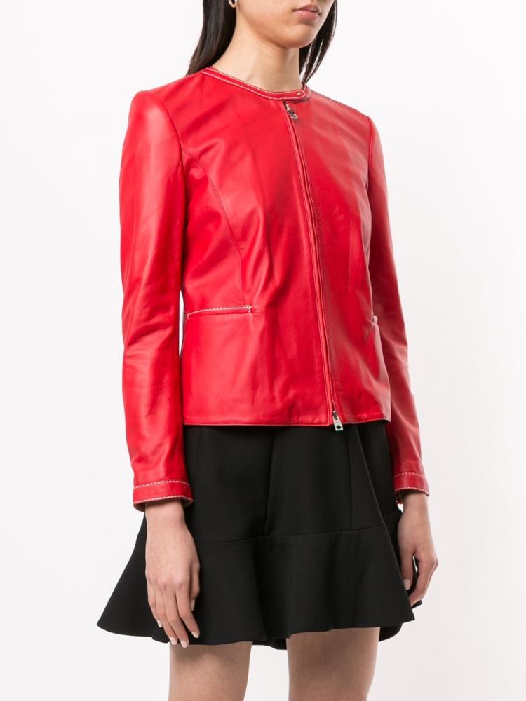 Chaquetas Armani Emporio Band Collar Mujer Rojas | 2UOG1BKT