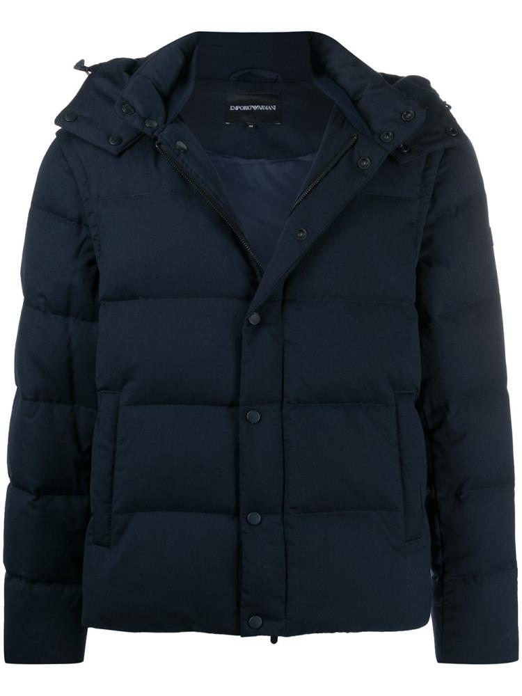 Chaquetas Armani Emporio Encapuchado Down Jackets Hombre Azules | I0269CKX