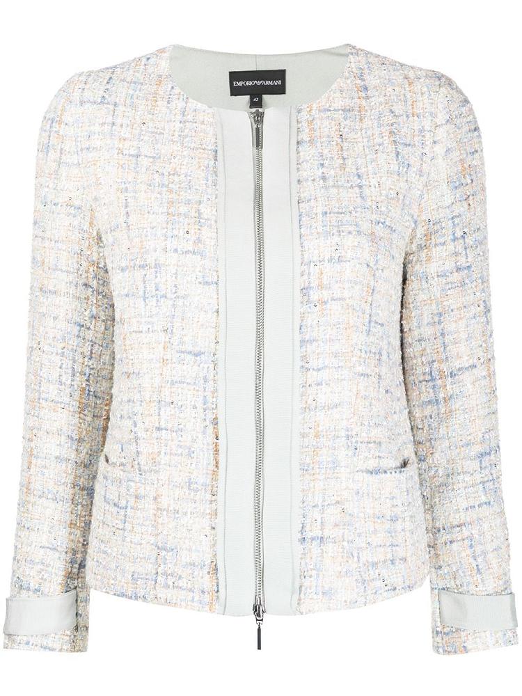 Chaquetas Armani Emporio Formal Tweed Embellished Mujer Azules | NBEGIB5K